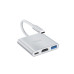 Адаптер 3-в-1, Hoco HB14 Простой в использовании адаптер Type-C, разъемы Type-C на HDMI/USB/Type-C, серый
