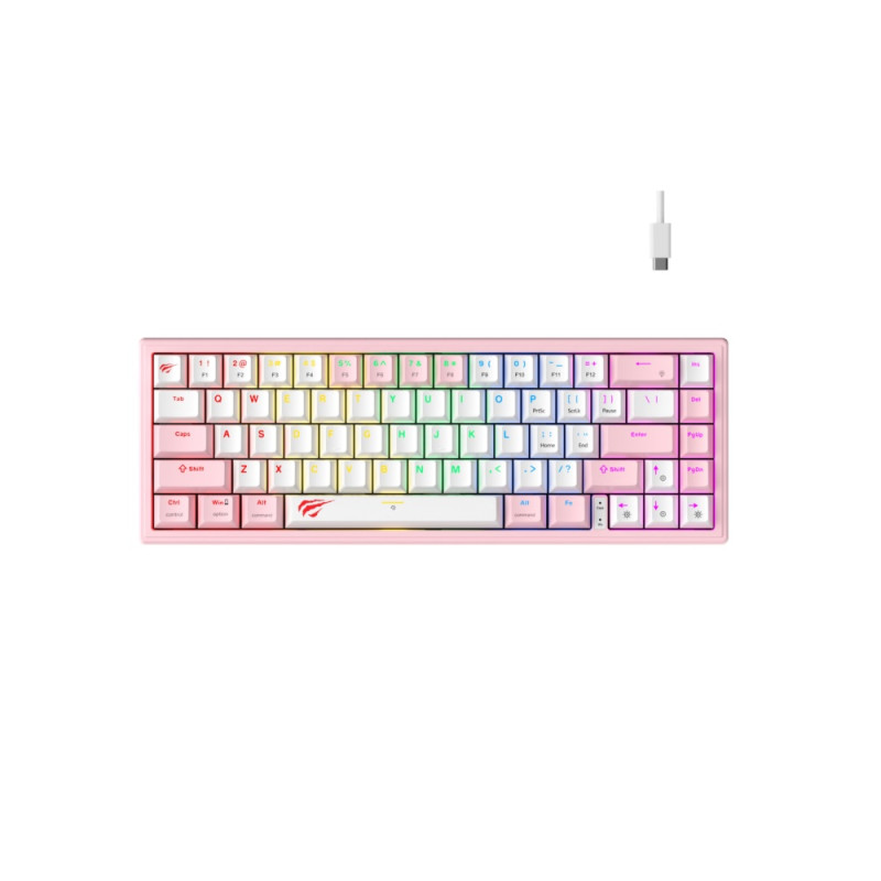 Клавиатура Havit KB874L, Розовый/Белый