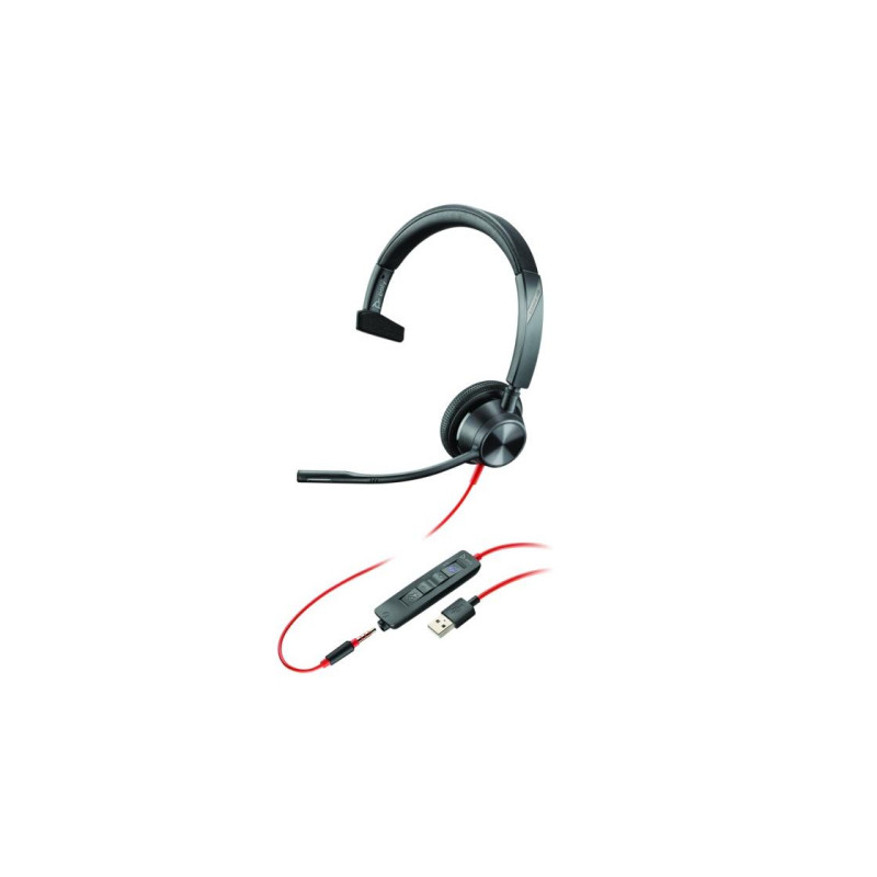 Гарнитура Poly Blackwire 3315-M Mono USB-A, 3,5 мм, сертифицирована Microsoft Teams, микрофон с шумоподавлением, SoundGuard