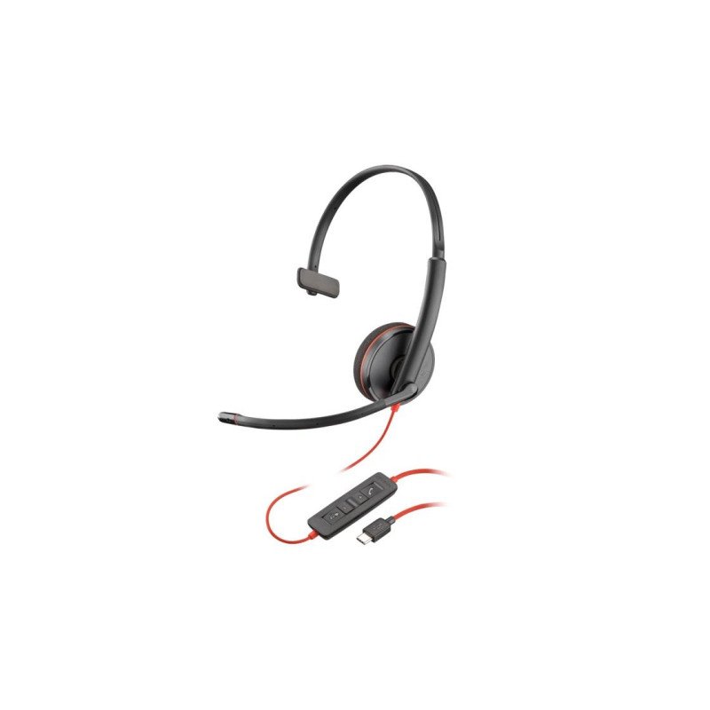 Гарнитура Poly Blackwire 3210 монофоническая USB-C (оптом), микрофон с шумоподавлением, SoundGuard, DSP, выходной сигнал приема от