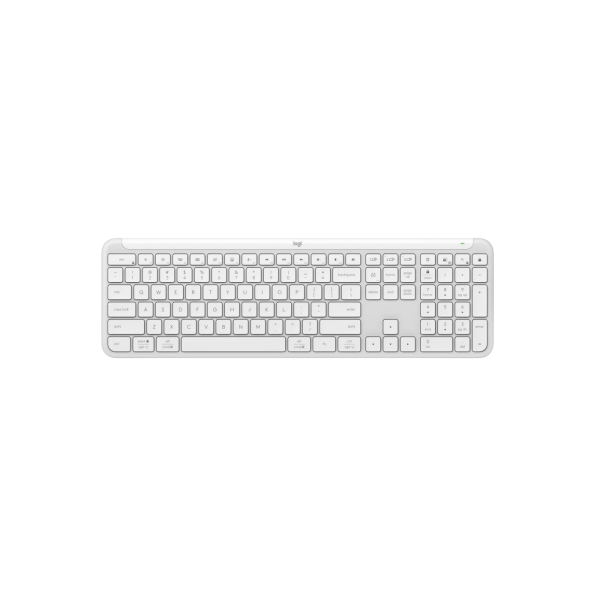 Wireless Keyboard Logitech K950, Ultra thin, Quiet Typing, F-keys, Smart Actions, Flow, 2xAAA, 2.4Ghz+BT, EN, White