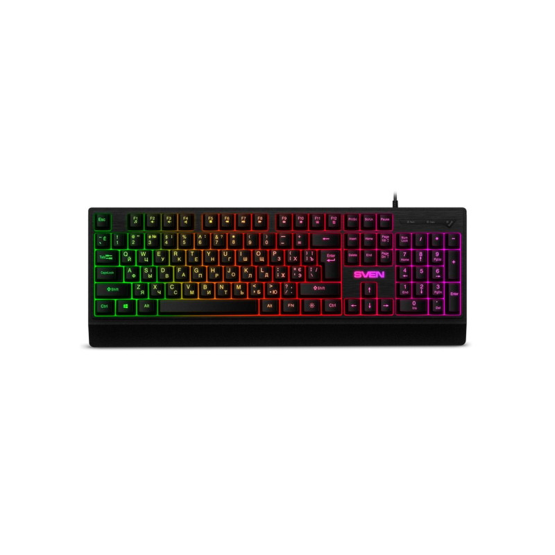 Gaming Keyboard SVEN KB-C7150EL, Multicolored backlit, 12 Fn keys, Black, USB