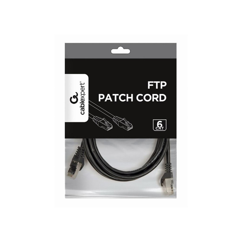 Патч-корд Cat.6/FTP, 2 м, черный, PP6-2M/BK, Cablexpert