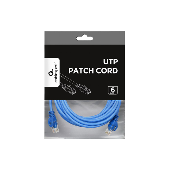 Patch Cord Cat.6U  5m, Blue, PP6U-5M/B, Cablexpert, Stranded Unshielded