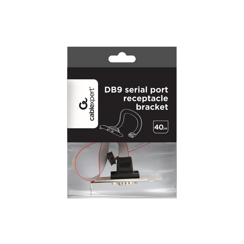 CableExpert CC-DB9ML-01, разъем COM-порта DB9 на низкопрофильном кронштейне, плоский кабель длиной 40 см