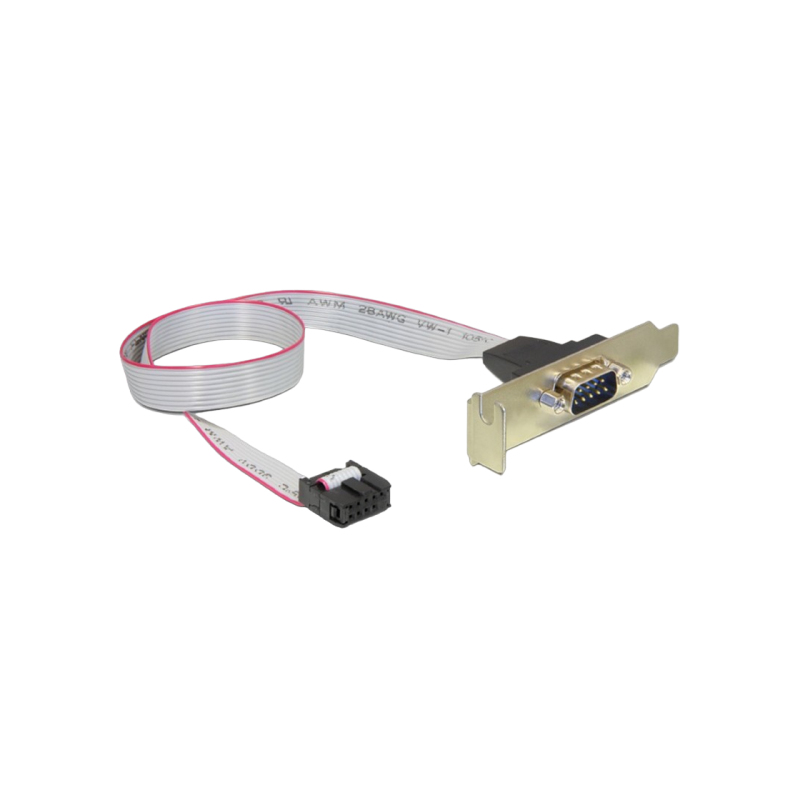 CableExpert CC-DB9ML-01, разъем COM-порта DB9 на низкопрофильном кронштейне, плоский кабель длиной 40 см