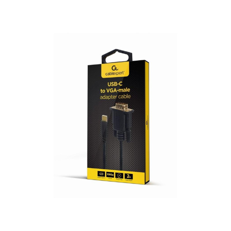Cable   Type-C to VGA 2.0m Cablexper, 1920 x 1080 at 60 Hz, A-CM-VGAM-01
