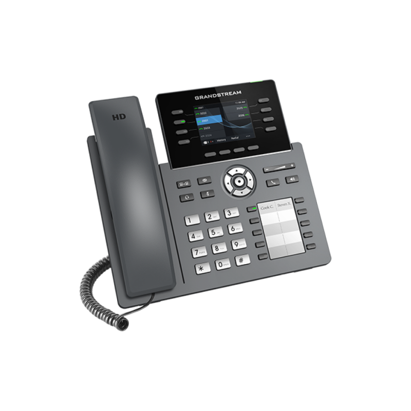 Grandstream GRP2634, 4 SIP, 8 линий, 2,8-дюймовый цветной ЖК-дисплей, PoE, Wi-Fi, BT, USB, черный