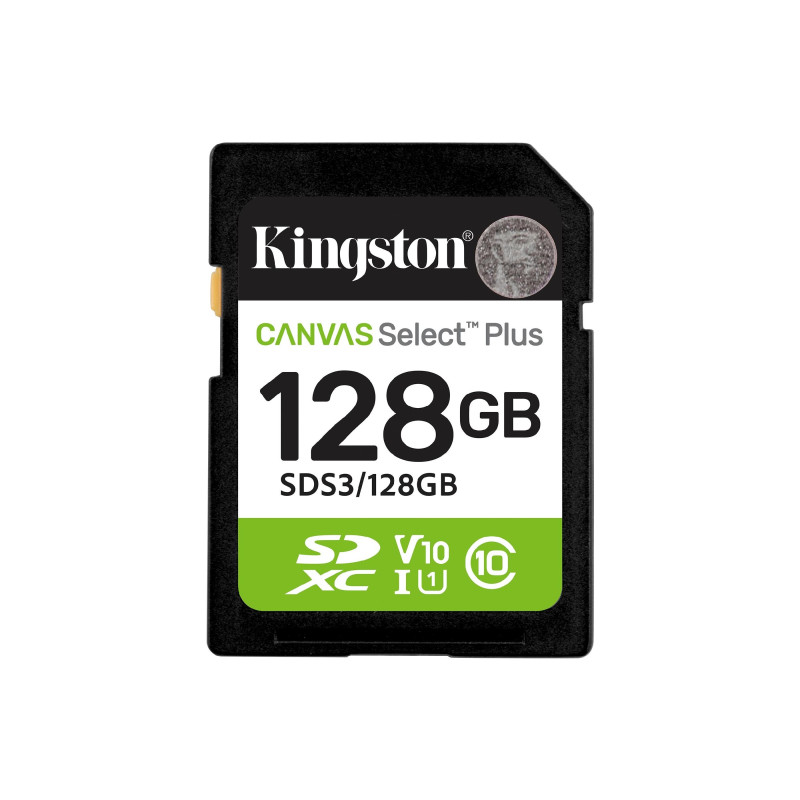 128GB SD Class10 UHS-I U1 (V10)  Kingston Canvas Select Plus, Up to: 150MB/s