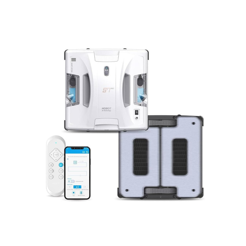 HOBOT Window Cleaning Robot S7 Pro, Dual Mop Polish, Dual Ultrasonic Water Spray, AI Smart Route Plan for Through
