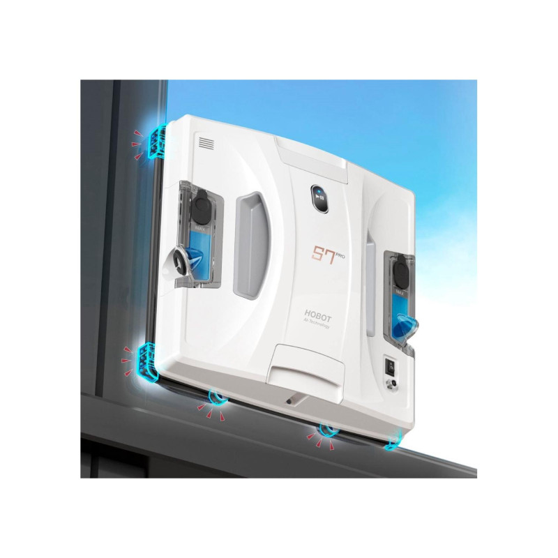 HOBOT Window Cleaning Robot S7 Pro, Dual Mop Polish, Dual Ultrasonic Water Spray, AI Smart Route Plan for Through