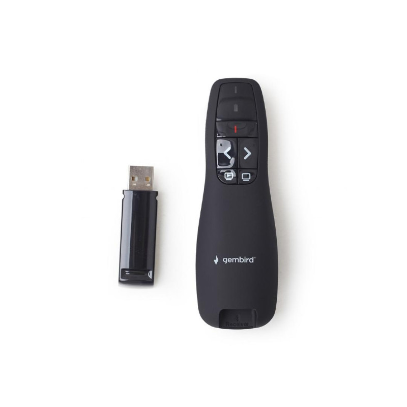 Gembird WP-L-12 Wireless presenter with laser pointer, Wireless 2.4 GHz, Power supply: 2 x AAA battery, up to 10 m
