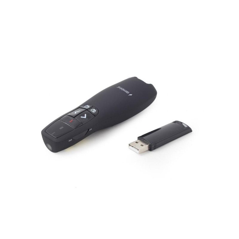 Gembird WP-L-12 Wireless presenter with laser pointer, Wireless 2.4 GHz, Power supply: 2 x AAA battery, up to 10 m