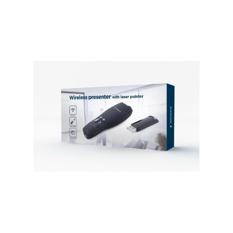 Gembird WP-L-12 Wireless presenter with laser pointer, Wireless 2.4 GHz, Power supply: 2 x AAA battery, up to 10 m