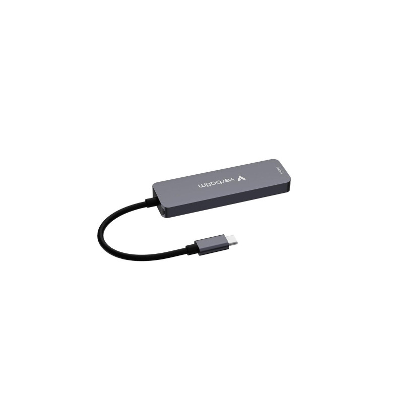 Многопортовый концентратор Verbatim USB-C Essentials, 4 порта: HDMI (до 4K/30 Гц), USB-C PD (до 100 Вт), USB-A 3.2 Gen 1, USB