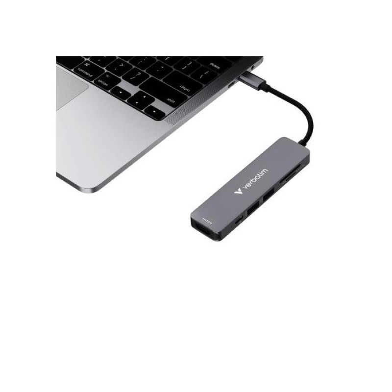 Многопортовый концентратор Verbatim USB-C Essentials, 6 портов: HDMI (до 4K/30 Гц), USB-C PD (до 100 Вт), USB-A 3.2 Gen 1, USB