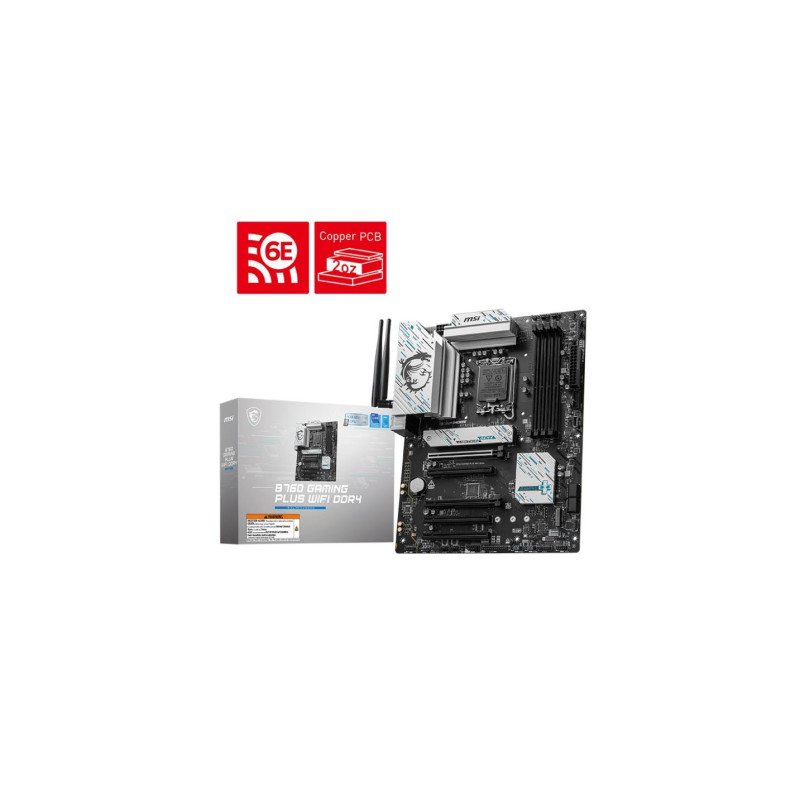 MSI B760 GAMING PLUS WIFI DDR4, Socket 1700, Intel® B760 (процессор 14/13/12-го поколения), 14 фаз, графический процессор, HDMI, DP,