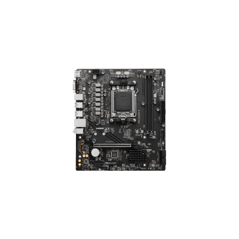 MSI PRO A620M-B, сокет AM5, AMD A620, две ОЗУ 2xDDR5-6800, графика APU AMD, 1xVGA, 1xHDMI, 1xPCIe4.0 X16, 4xSATA3,