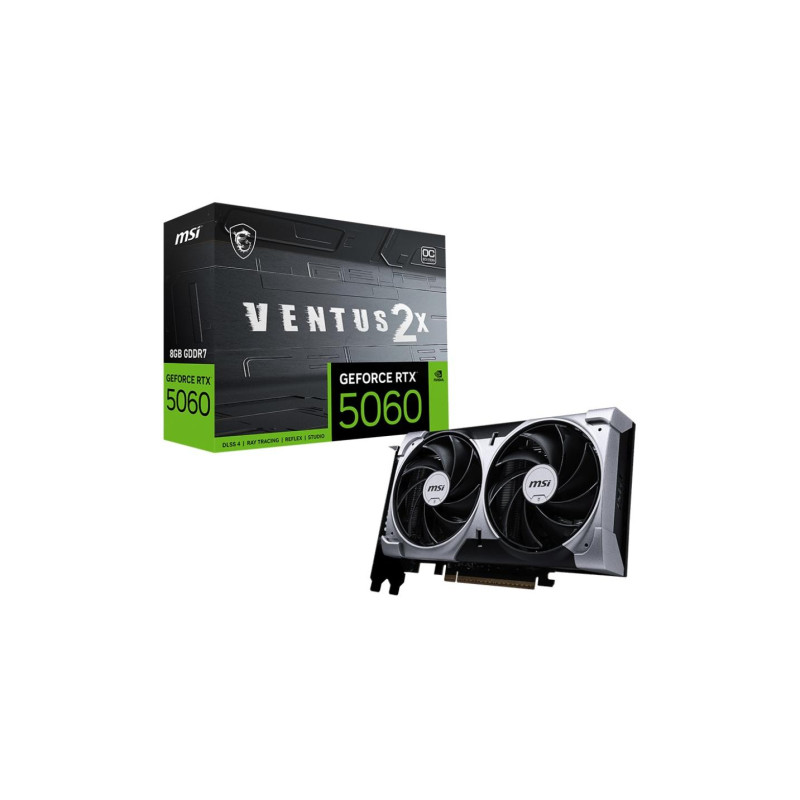 MSI GeForce RTX™ 5060 8G VENTUS 2X OC / 8 ГБ GDDR7 128 бит 2527/28000 МГц, Blackwell/DLSS4, PCIeX16 5.0, 1xHDMI, 3xDP