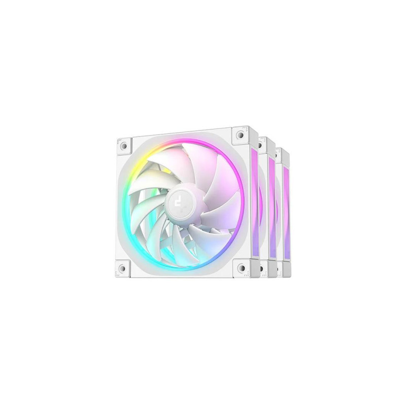 120-мм корпусный вентилятор - DEEPCOOL ”FL12 SE WH 3-в-1”, 3x 120-мм вентилятора ARGB PWM, 120 x 120 x 25 мм, 400–1900 об/мин ±10%, 50,74 куб. футов в минуту, и
