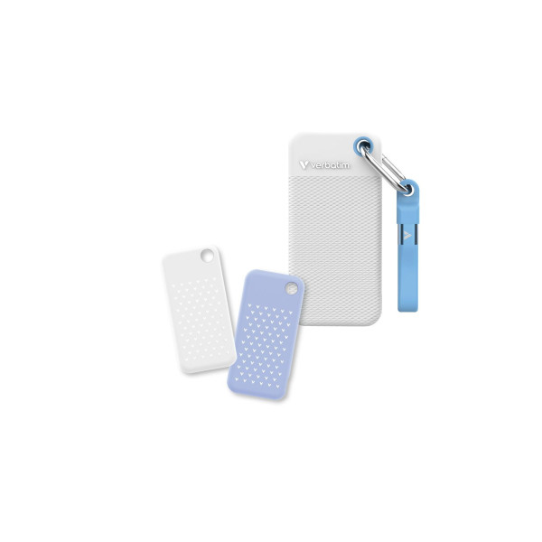SSD Extern 2.0TB Verbatim Pocket, White with 2 Rubber Sleeves