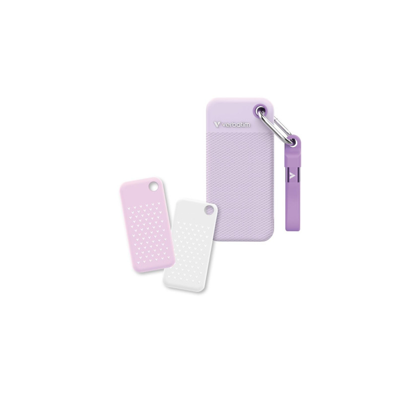 Внешний SSD 2.0TB Verbatim Pocket, Purple with 2 Rubber Sleeves