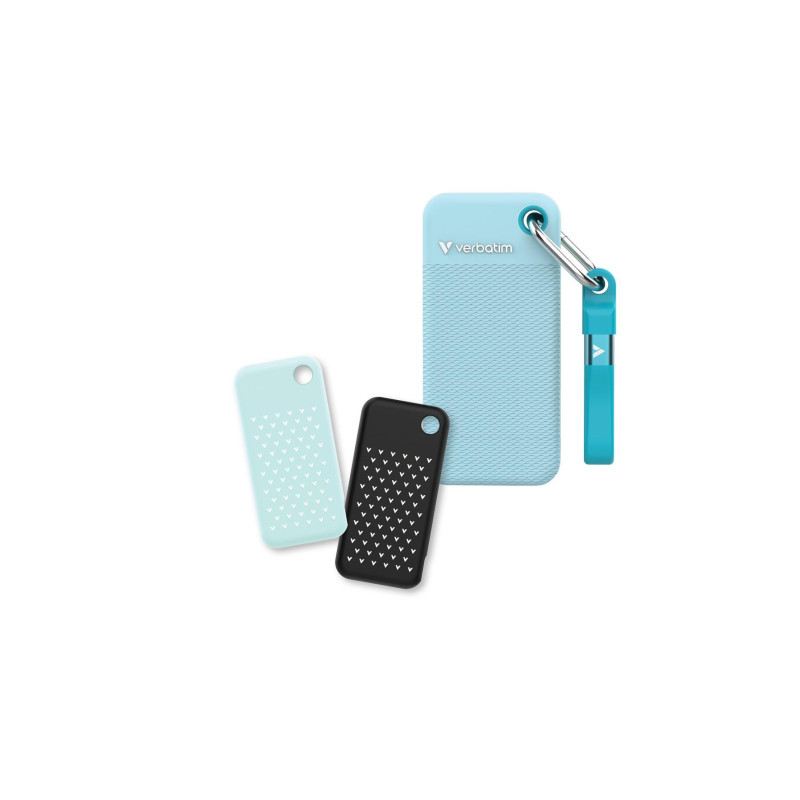 Внешний SSD 2.0TB Verbatim Pocket, Polar Blue with 2 Rubber Sleeves