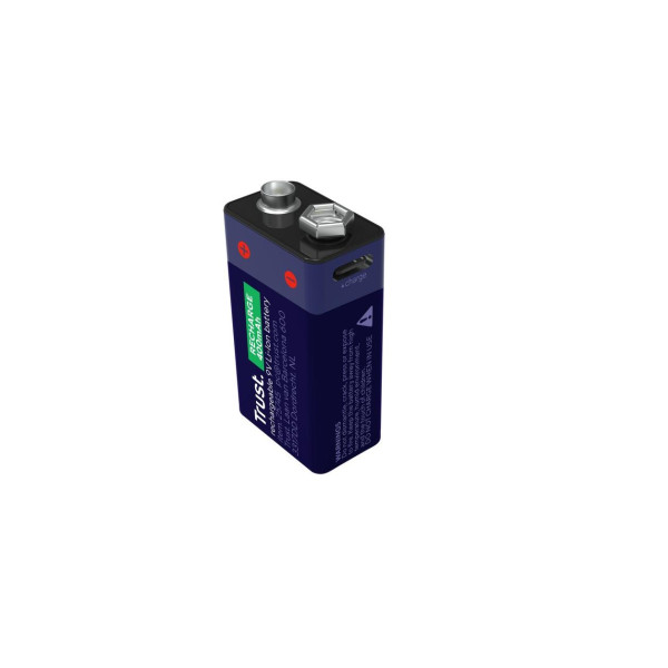 Trust USB-C Rechargeable Battery 9V Li-Ion, 400mAh, 1 Pack