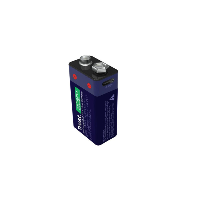 Trust USB-C Rechargeable Battery 9V Li-Ion, 400mAh, 1 Pack