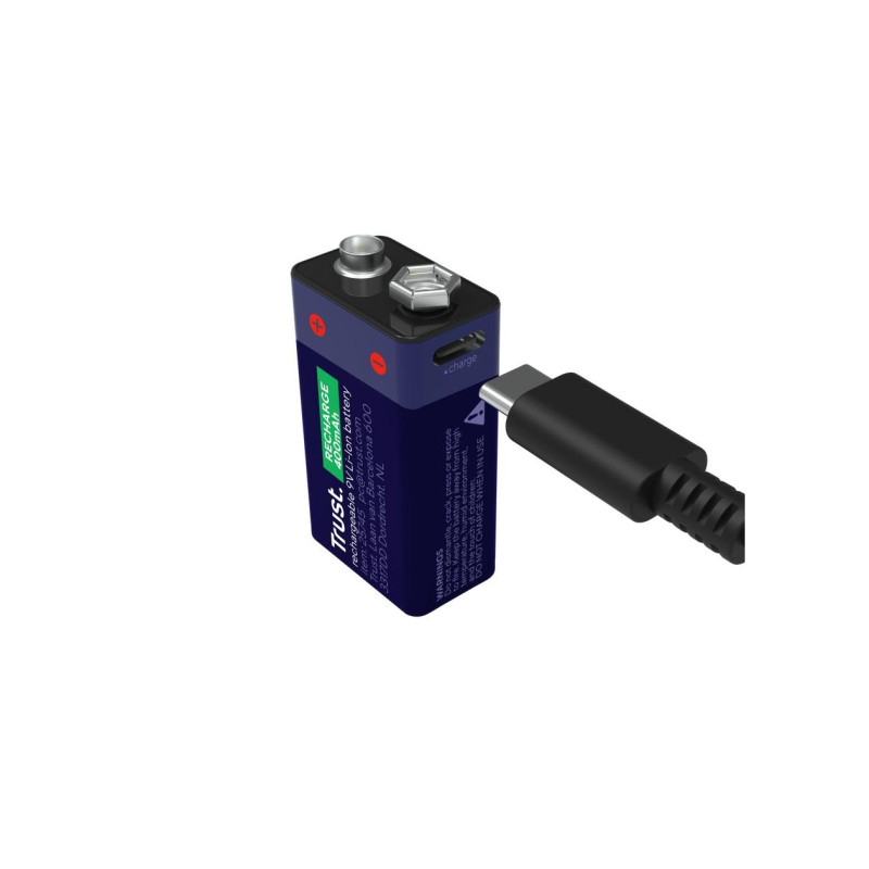 Trust USB-C Rechargeable Battery 9V Li-Ion, 400mAh, 1 Pack