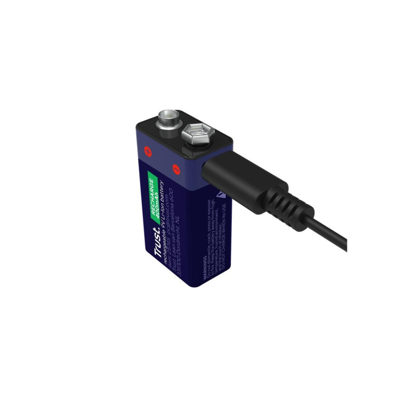 Trust USB-C Rechargeable Battery 9V Li-Ion, 400mAh, 1 Pack