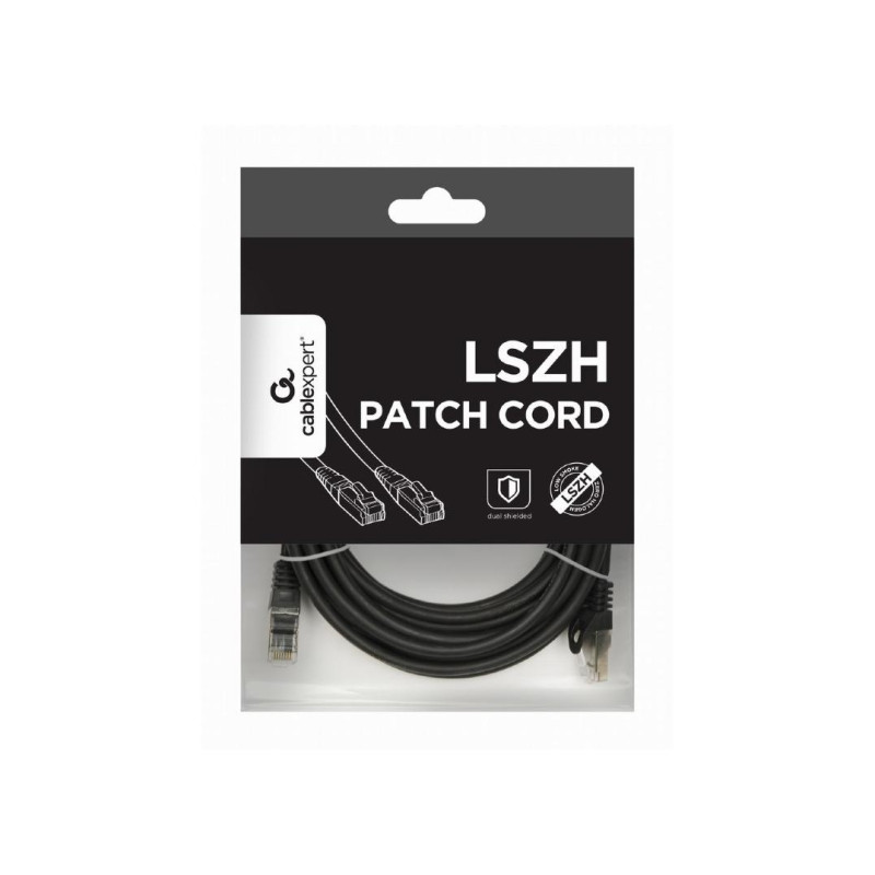 S/FTP Cat. 6A Low Smoke Zero Halogen (LSZH) jacketpatch cord, 5m, Black