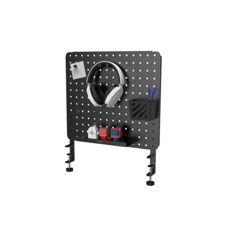 Trust GXT 724 Vesto Metal Pegboard Desk Organiser, Steel, 47x42cm, black