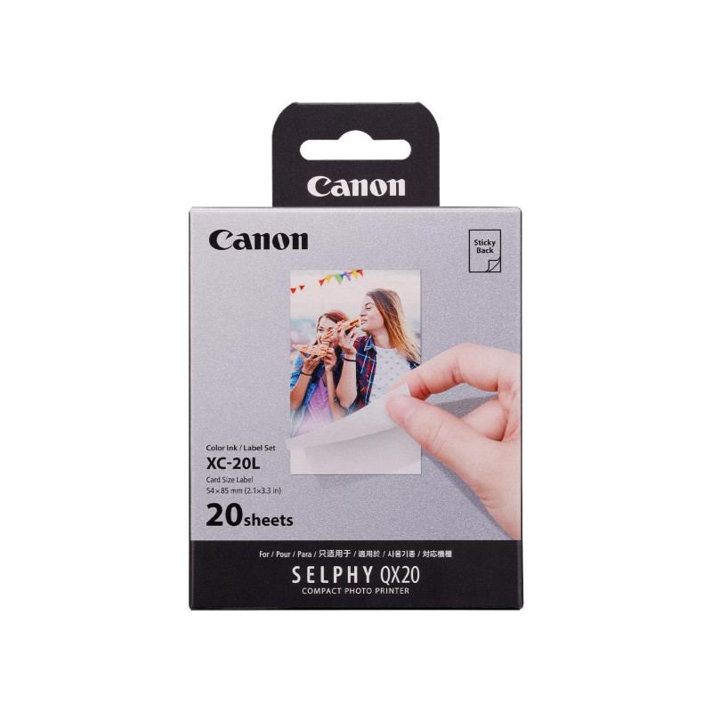 Paper Canon XC-20L EU26 - Canon Color Ink/Label Set XS-20L (Photo Paper 54x85 mm (20 Sheets)  + Ink Set), 