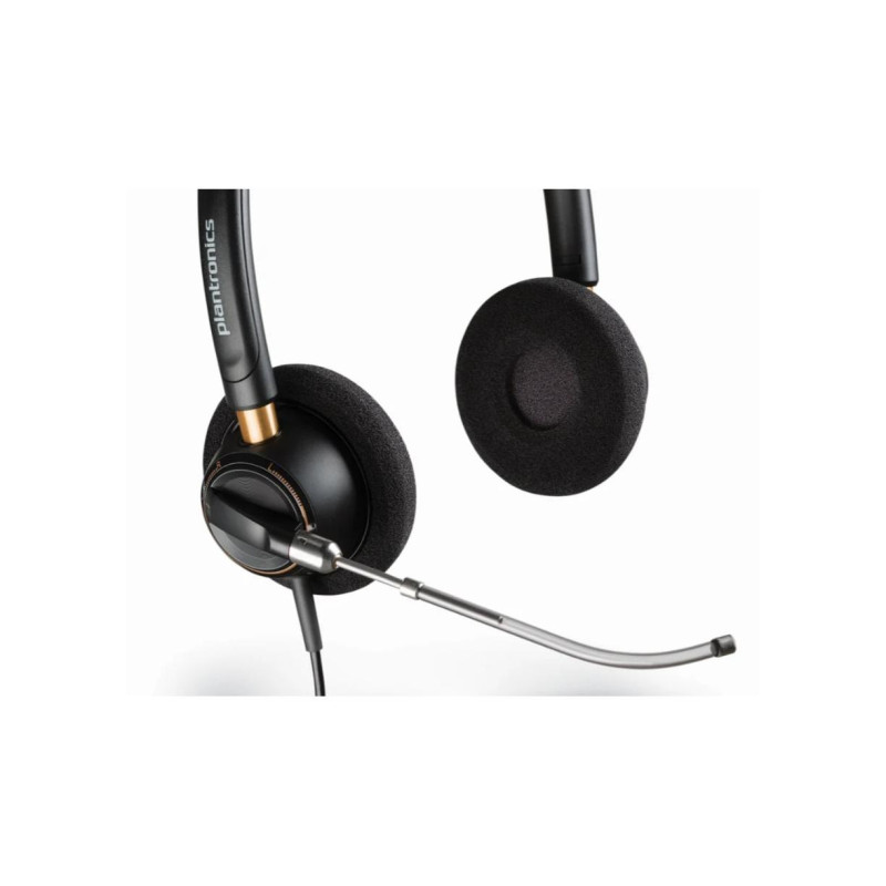Poly EncorePro HW520V Binaural Headset +Quick Disconnect EURO, SoundGuard Digital, Cable length78.5 cm, Black (Poly