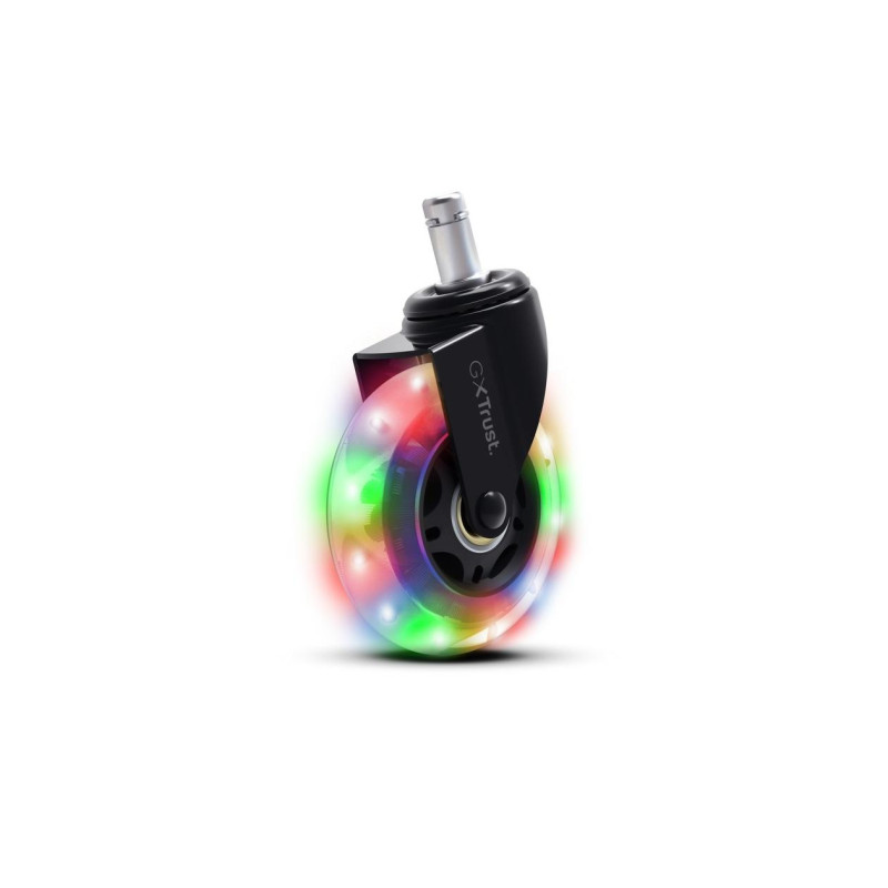 Trust GXT701 LED Gel Chair Wheels, battery-free LED lights, 75mm gel chair wheels, up to 300kg weight support,
