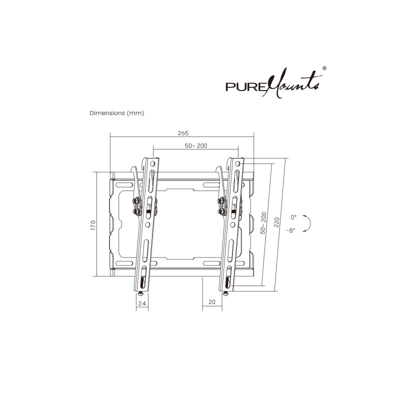 Suport TV PureMounts BT210, Steel black