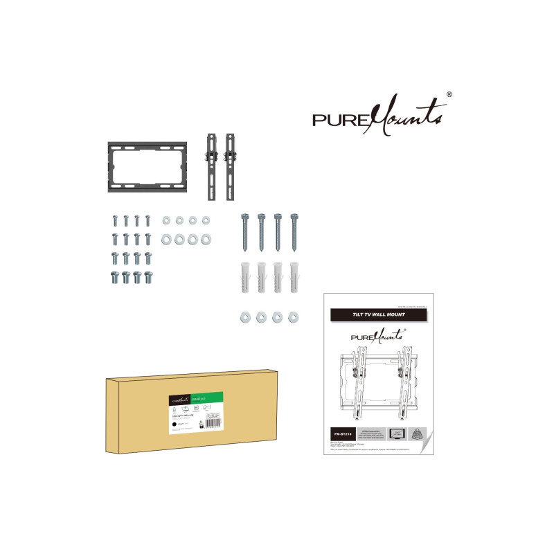 Suport TV PureMounts BT210, Steel black