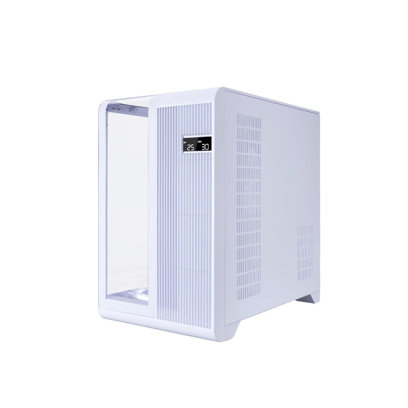 Case 1STPLAYER RT7 WHITE, ATX w/o PSU, Tempered glass on three sides, LED display monitors CPU/RAM/Temp, FC7R-W