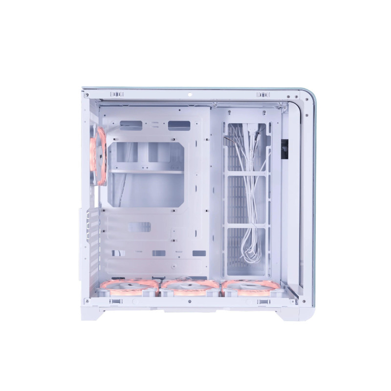 Case 1STPLAYER RT7 WHITE, ATX w/o PSU, Tempered glass on three sides, LED display monitors CPU/RAM/Temp, FC7R-W