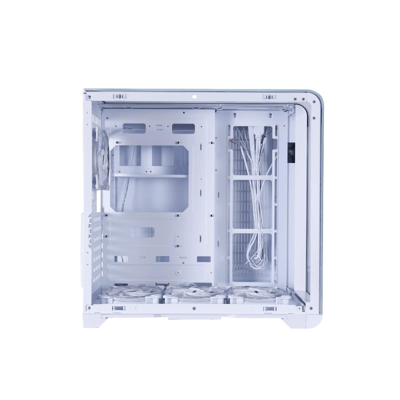 Case 1STPLAYER RT7 WHITE, ATX w/o PSU, Tempered glass on three sides, LED display monitors CPU/RAM/Temp, FC7R-W