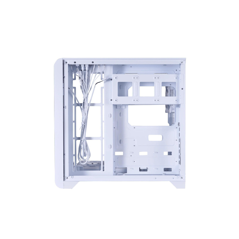 Case 1STPLAYER RT7 WHITE, ATX w/o PSU, Tempered glass on three sides, LED display monitors CPU/RAM/Temp, FC7R-W
