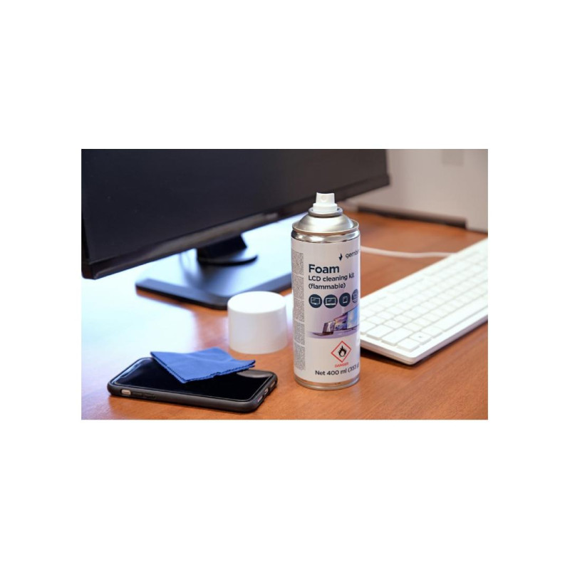 Gembird Foam LCD cleaning kit (flammable) (CK-LCD-08), incl. cleaning foam spray bottle, soft microfiber cloth, 400