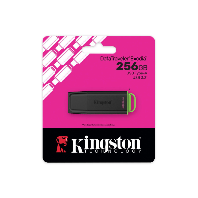 256GB USB3.2 Kingston DataTraveler Exodia G2 Black/Green, (Read 100 MByte/s, Write 12 MByte/s