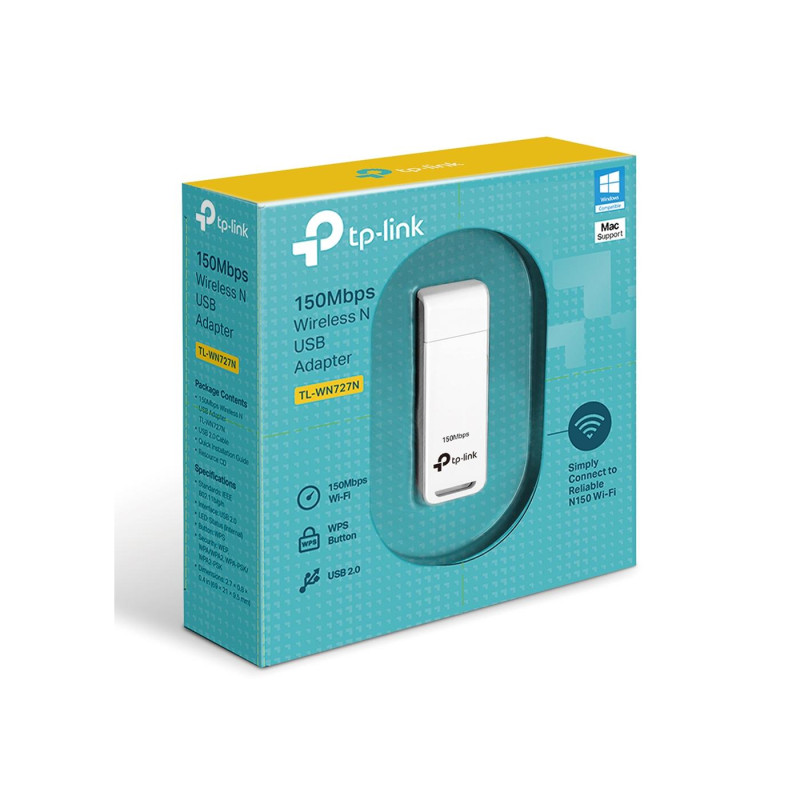 Беспроводной USB-адаптер TP-LINK TL-WN727N N150, чипсет Ralink, 1T1R, 150 Мбит/с на частоте 2,4 ГГц, 802.11g/b/n, поддержка PSP Беспроводной USB-адаптер TP-LINK TL-WN727N N150, чипсет Ralink, 1T1R, 150 Мбит/с на частоте 2,4 ГГц, 802.11g/b/n, поддержка PSP