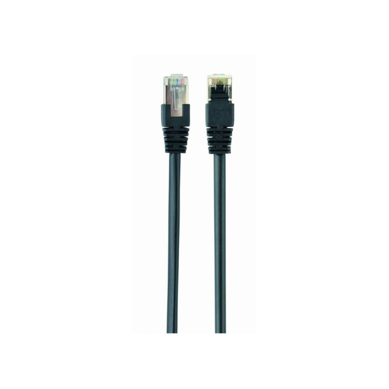 Patch Cord FTP Cat.5e 1m - black, PP22-1M/BK, Gembird, molded strain relief 50u" plugs