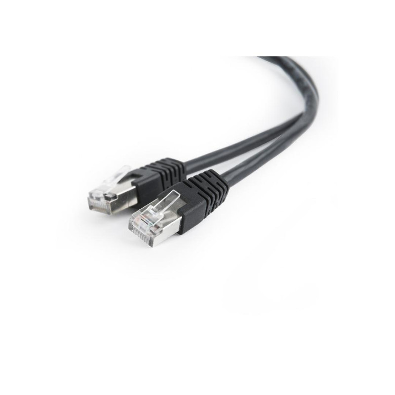 Patch Cord FTP Cat.5e 1m - black, PP22-1M/BK, Gembird, molded strain relief 50u" plugs