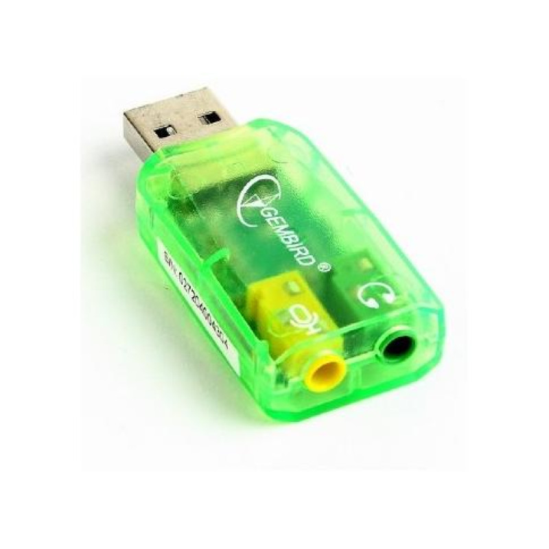 Звуковая карта Gembird SC-USB-01 "Virtus" USB, разъемы: USB A-типа "папа", 3,5-мм стереоразъем для наушников, 3,5-мм входной разъем для микрофона, 3,5-мм линейный вход