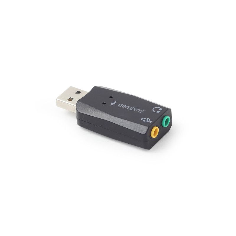 Звуковая карта Gembird SC-USB2.0-01 "Virtus Plus" USB, разъемы: USB A-типа "папа", 3,5-мм стереоразъем для наушников, 3,5-мм входной разъем для микрофона, 3,5-мм линейный вход, CMedia CM108B
