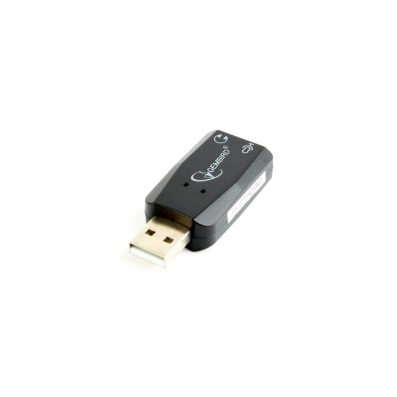 Звуковая карта Gembird SC-USB2.0-01 "Virtus Plus" USB, разъемы: USB A-типа "папа", 3,5-мм стереоразъем для наушников, 3,5-мм входной разъем для микрофона, 3,5-мм линейный вход, CMedia CM108B